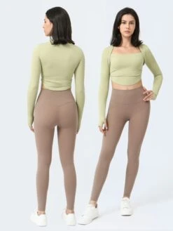 Fake 2 Piece Ruched Running Fitness Yoga Sports Long Sleeve T-shirt -Gym Chic Wear 1688633178ec2e815a9c75a2396bf87afe6be126ad thumbnail 405x552