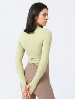 Fake 2 Piece Ruched Running Fitness Yoga Sports Long Sleeve T-shirt