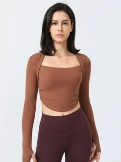 Fake Two-piece Folds Running Fitness Yoga Sports Long Sleeve T-shirt -Gym Chic Wear 1688633189dd38dcd5a29bcc95102775a12dfdb6c7 thumbnail 405x552