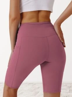 Women's Tight Yoga Shorts High Waist Pocket Sports Biker Shorts