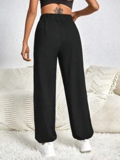 Letter Graphic Elastic Waist Sports Pants