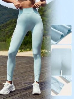 SHEIN Leisure Hollow Out Wide Waistband Sports Leggings -Gym Chic Wear 168870772995c5e2efef47ac745084d084ee98e49e thumbnail 405x552