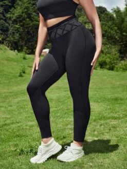 SHEIN Leisure Plus Four-way Stretch Geo Print Wideband Waist Sports Leggings -Gym Chic Wear 1688708756b33d8fc1d0b4c639919509f25ea1cc66 thumbnail 405x552