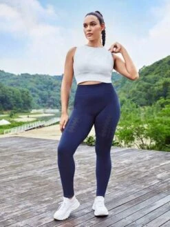 SHEIN Leisure Plus Hollow Out Wideband Waist Seamless Sports Leggings -Gym Chic Wear 16887103690ee03fa73eaf07c1fd9016b6deeda99c thumbnail 405x552
