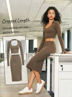 GLOWMODE FeatherFit™-Sculpt Polo Crop Top