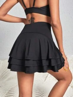 High Waist Ruffle Hem Sports Skort