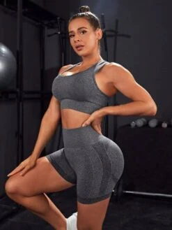 Seamless High Stretch Sports Bra With Biker Shorts -Gym Chic Wear 1688713611c934f53257d2cee8273ed187450010af thumbnail 405x552