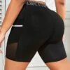 Plus Letter Graphic Mesh Insert Sports Shorts With Phone Pocket -Gym Chic Wear 168871852010b3b19ca27663f1b772a49f5ca525bd thumbnail 405x552