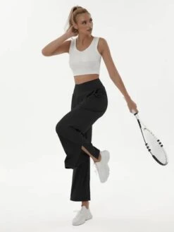 Ladies Yoga High Waist Pocket Slit Wide Leg Sports Pants -Gym Chic Wear 1688718878efcb881cf7749ba08343ad9baf65bf78 thumbnail 405x552