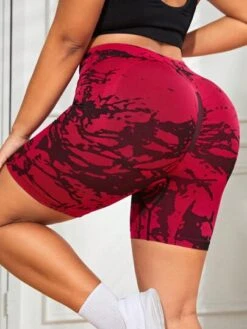 Plus Graphic Print Wideband Waist Sports Shorts