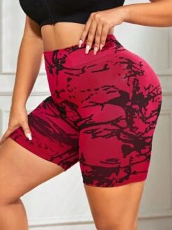 Plus Graphic Print Wideband Waist Sports Shorts -Gym Chic Wear 16887192653369a7e95694d0c137c0d0e06472c9be thumbnail 405x552