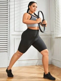 Plus Solid High Waist Biker Shorts -Gym Chic Wear 168871974007077ebc1dd17f528537b201a0aea9e2 thumbnail 405x552