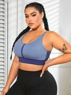Plus Medium Support Contrast Panel Sports Bra -Gym Chic Wear 1688720942450ed68fc99243cf8aaacdef753db5f4 thumbnail 405x552
