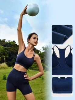 SHEIN Leisure Crossover Strap Sports Bra & Biker Shorts -Gym Chic Wear 168872866987adbdbf25a989d53cc8c499d8ea0db6 thumbnail 405x552