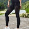 SHEIN Leisure Hollow Out Wideband Waist Sports Leggings