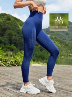SHEIN Leisure Seamless Hollow Out Wideband Waist Sports Leggings -Gym Chic Wear 1688729372da8ba5cf029a41462f38a356ae159d6d thumbnail 405x552