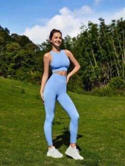 SHEIN Leisure Racer Back Sports Bra With Leggings -Gym Chic Wear 1688732347eabd36eb6a7a8395b3d98cd3aa0f173c thumbnail 405x552