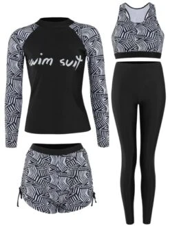 2023 New Arrivals Swimwear 4pcs Geo Print Full Cover Up Set Surfing Suit -Gym Chic Wear 16887987019e33f9d652580c8f1f5bef64568a34c8 thumbnail 405x552