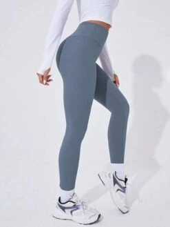 SHEIN Leisure Solid Wide Waistband Sports Leggings -Gym Chic Wear 1688800499088f3f333e4adeaa824811e5c18cc0e4 thumbnail 405x552