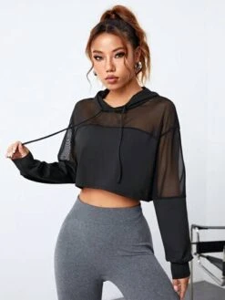 Mesh Insert Sports Hoodie -Gym Chic Wear 16888037180dde34d8c2ff29406e0f5a3776a4a412 thumbnail 405x552