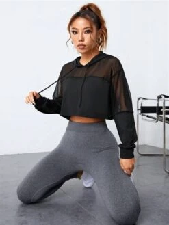 Mesh Insert Sports Hoodie -Gym Chic Wear 1688803722f49522f0db35f454280fd54ff3ecc78a thumbnail 405x552