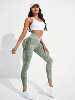 SHEIN Wideband Waist Top-stitching Sports Leggings -Gym Chic Wear 16888965755cc0772a643e8c5e2df5a71367d04591 thumbnail 405x552