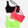 3pcs Solid Asymmetrical Neck Seamless Sports Bra -Gym Chic Wear 168895749095a496ec6e1844d18eb3e7f3ec865e80 thumbnail 405x552