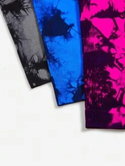 3pcs Tie Dye Wideband Waist Sports Leggings -Gym Chic Wear 168895952384a8682c931b355eba1c5de24616983e thumbnail 405x552