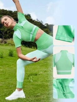 SHEIN Leisure Colorblock Zip Up Crop Sports Jacket -Gym Chic Wear 16889729378e3b42fb14e8f96bd8390aaef402f842 thumbnail 405x552