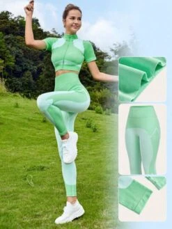 SHEIN Leisure High Stretch Colorblock Wideband Waist Sports Leggings -Gym Chic Wear 16889729415f740b7713a56da4fb98a5d751754de5 thumbnail 405x552