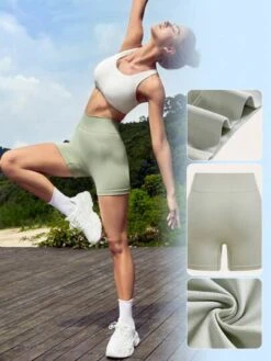 SHEIN Leisure Solid Ribbed Knit Sports Shorts -Gym Chic Wear 1688972976f45913edf380f0e2bb9ce0fadcacbd9e thumbnail 405x552