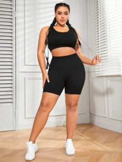 Plus Solid Sports Set -Gym Chic Wear 16889756955b8f2608b747a04255eced77da0c9769 thumbnail 405x552