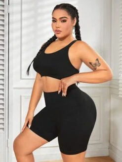 Plus Solid Sports Set -Gym Chic Wear 1688975700cf47bb906e8b4cdda482a6e68f98d9a4 thumbnail 405x552