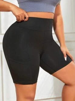 Plus Wideband Waist Sports Shorts With Phone Pocket -Gym Chic Wear 16889757797d6e5d4404b37f412be6348ef4d7cce7 thumbnail 405x552