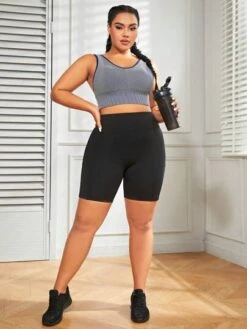 Plus Wideband Waist Sports Shorts With Phone Pocket -Gym Chic Wear 1688975782ab7dd01d7f8f3af32f6042c2081f935b thumbnail 405x552