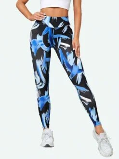 Allover Print Wideband Waist Sports Leggings