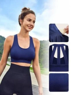 SHEIN Leisure Solid Cut Out Back Sports Bra -Gym Chic Wear 1689062577a54b7d7d8359118015b82945adc5835a thumbnail 405x552