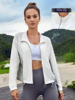 SHEIN Leisure Zip Up Drawstring Hem Sports Jacket