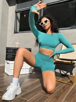 Cut Out Back Raglan Sleeve Sports Set -Gym Chic Wear 16890796016cf4511c66902e91e6fff2581785ee27 thumbnail 405x552