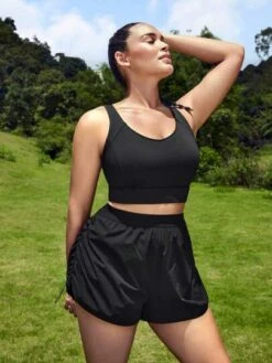 SHEIN Leisure Plus Ruched Drawstring Side Sports Shorts -Gym Chic Wear 168912831746d7f4b7bd3e2bc9d323ba286314ed12 thumbnail 405x552