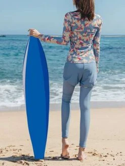 2023 New Arrival Swimsuit 4Pcs Floral Print Drawstring Side Zip Up Surfing Suit