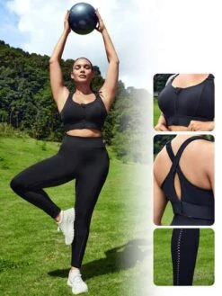 SHEIN Leisure Plus Solid Sports Bra With Leggings -Gym Chic Wear 1689129492cf780ad130d3ea12c95a3953e167e6e6 thumbnail 405x552