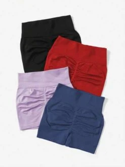4pcs Seamless High Stretch Sports Shorts