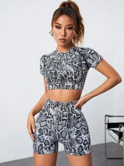 Snakeskin Print Seamless Sports Set