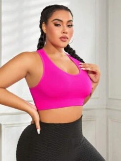 Plus Medium Support Racer Back Sports Bra -Gym Chic Wear 1689139534a0e3344cbfe8d60cd2e0025d1b0cd3e4 thumbnail 405x552