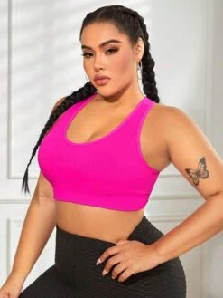 Plus Medium Support Racer Back Sports Bra -Gym Chic Wear 1689139542cb9624d3f111814eb839f758d6de6258 thumbnail 405x552