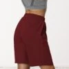 Women's Yoga Shirred Waist Straight Leg Drawstring Shorts
