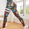 Heart Print Wideband Waist Sports Leggings