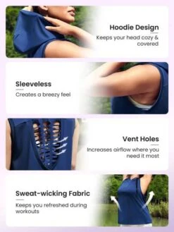 SHEIN Leisure Plus Cut Out Back Hooded Sports Tank Top -Gym Chic Wear 168915038504a1cbd444df1844fe8f350a38cbf4ef thumbnail 405x552