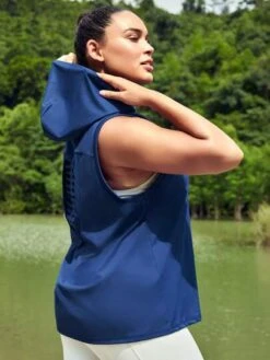 SHEIN Leisure Plus Cut Out Back Hooded Sports Tank Top -Gym Chic Wear 168915039380e6dd110a52bca3d3359060283bf42c thumbnail 405x552